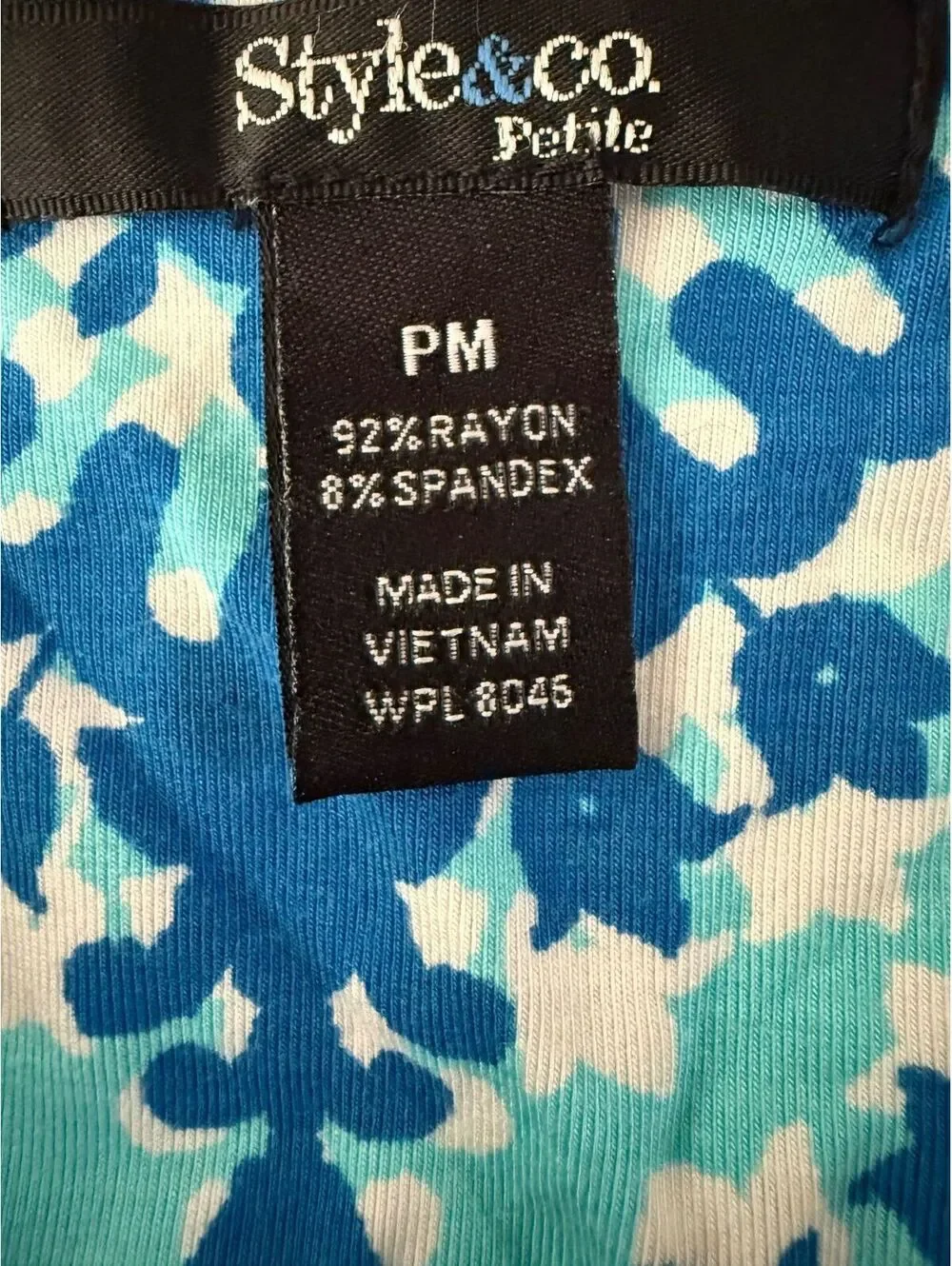 Style and Co. Macy's NEW Sundress Size PM MP Medium Petite Abstract Blue Casual